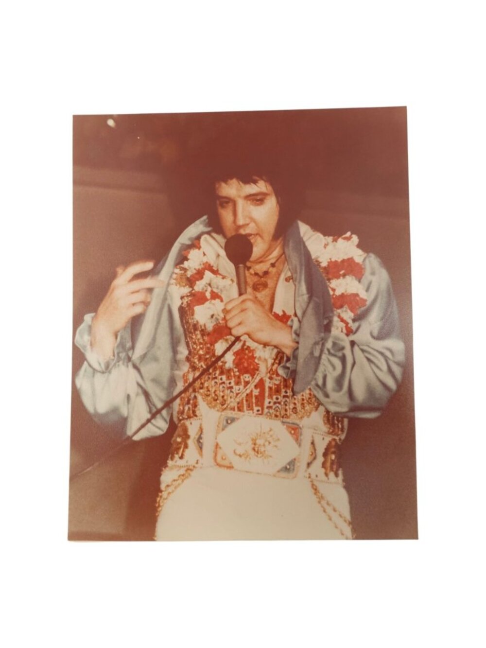 Elvis Presley Color 8x10 Photo White Egyptian Bird Jumpsuit 1975 1976